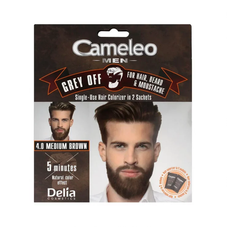 Farba do włosów, brody i wąsów Delia Cameleo men jednorazowy 4.0 medium brąz